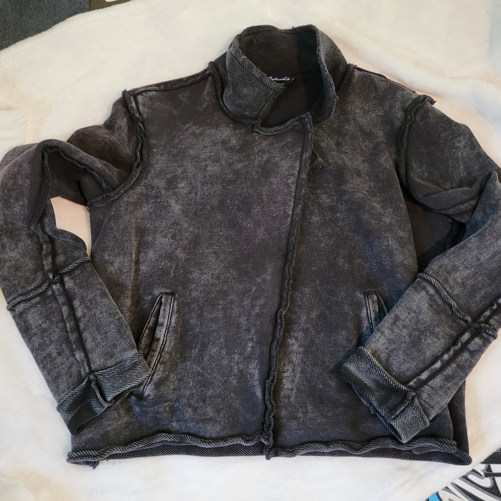 SPLENDID acid wash knit moto jacket